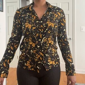 Laura Urbinati silk blend button down blouse shirt IT 40